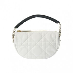 CHRISTIAN DIOR Vibe Hobo Bag White Black Leather Shoulder